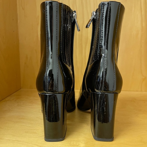 NEW PAIGE Black Patent Leather Farah Square Toe Booties Size 5.5 - Picture 5 of 9